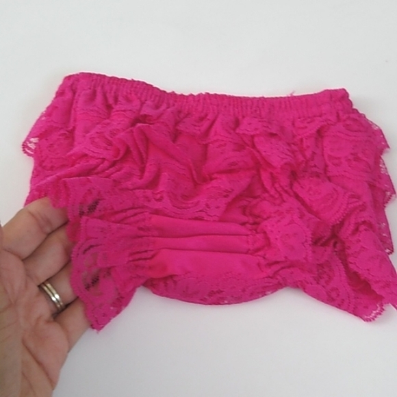 Lace Baby Bloomer Size 0-3 Hot Pink Diaper Cover - Picture 6 of 7